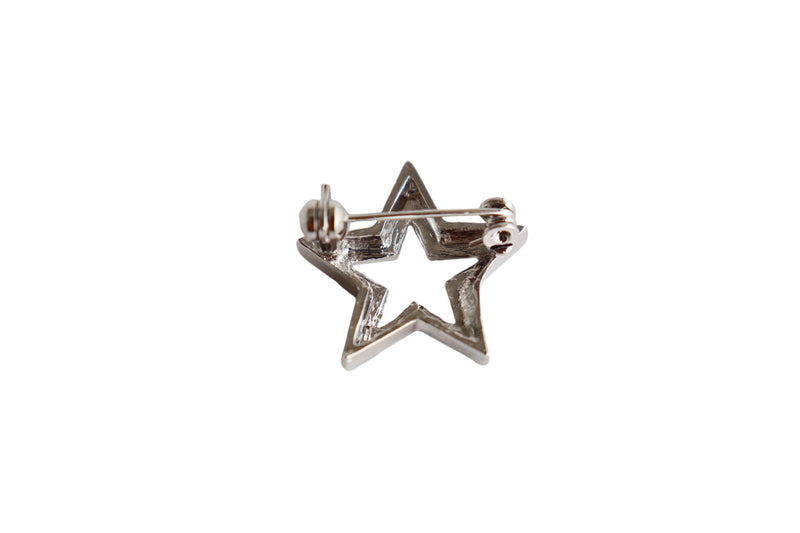 BROCHE ESTRELA COM STRASS - METAL PRATA