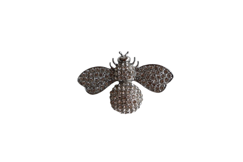 BROCHE ABELHA COM STRASS - METAL PRATA