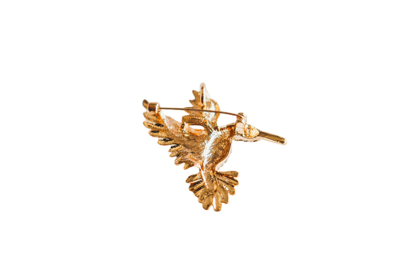 BROCHE BEIJA-FLOR COM STRASS - METAL DOURADO