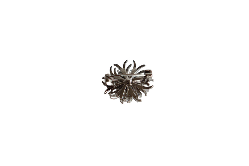 BROCHE MINI FLOR COM STRASS BRANCO - METAL DOURADO