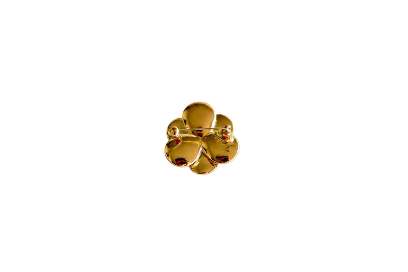 BROCHE FLOR 8 PÉTALAS PRETA - METAL DOURADO